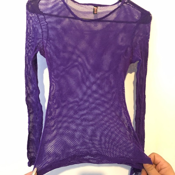 purple fishnet top